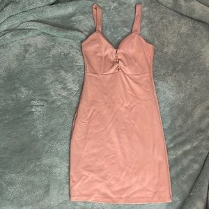 Brand new Matte blush dress with cleavage ties size small -medium